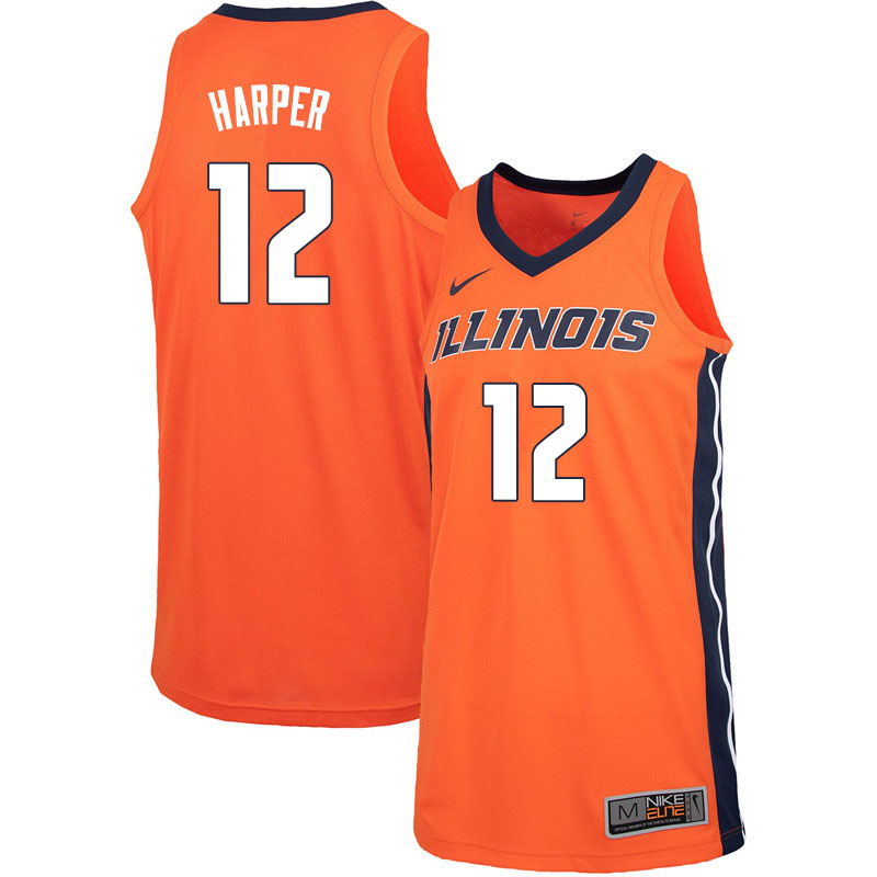 Men #12 Derek Harper Illinois Fighting Illini College Basketball Jerseys Sale-Orange